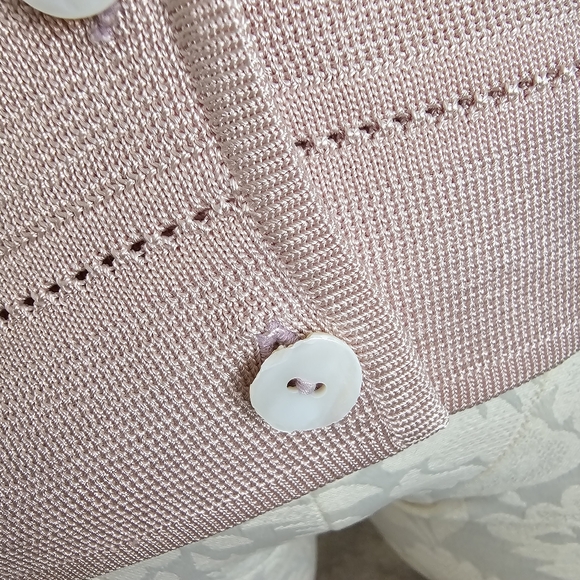 Dana Buchman Silk Cardigan Tank Set Soft Pink Small - Picture 6 of 11